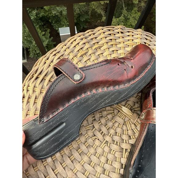 Dansko Mary Jane Mules Clogs Shoes Women's Size 38 EU 8 US Burgundy Leather - Picture 10 of 16